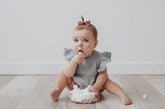 Baby Girl Muslin Romper Short Sleeve with Bow